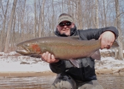 Massive 15 lb Muskegon river steelhead caught in February