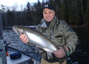 Ted with a really nice Muskegon river chrome steelhead