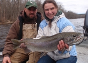 Kate holding her first ever steelhead
