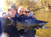 Jeff, Dave, & Jon with a Muskegon River Salmon
