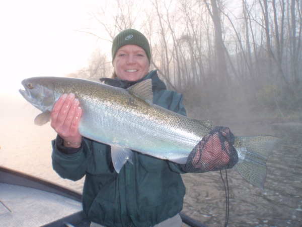 Beverly with another awesome Muskegon river fall steelhead