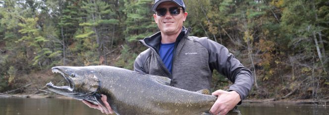 Massive King Salmon Caught On The Muskegon River!